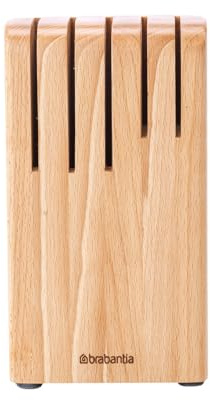 Brabantia Profile Messerblock aus Holz, Holz, Matt Steel, für 5 Messer, 260469