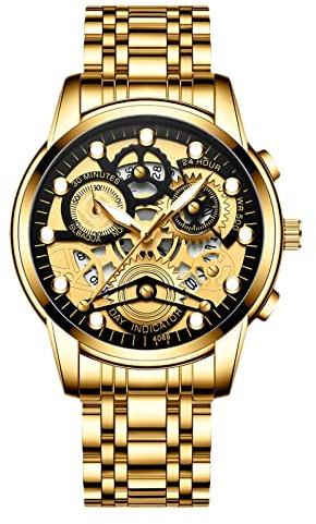 rorios Herrenuhren Leuchtende Uhr Analoge Quarz Armbanduhr Edelstahlarmband Uhren Business Wasserdicht Uhren für Männer