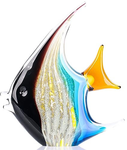 XMGZQ Geblasenes Glas Papierbeschwerer Fisch Figuren, Orange Home Decor Akzent, Orange Glas Kunst Briefbeschwerer Sammlerstücke Glas Skulptur für Mittelstücke Dekor für Tisch, Bücherregal Dekor