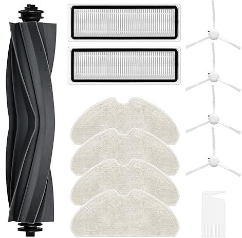 Fixbetter Kit d'accessoires aspirateur robot pour Dreame D10s/D10s Pro, 1 brosse principale, 4 tampons de nettoyage, 2 filtres HEPA, 4 brosses latérales (11 pièces)