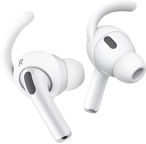 4 Paare Earhooks für AirPods Pro 2 Ohrbügel, ICARER Sports Activities Headset Anti-Lost Ohrhaken Ohrhauben Tips Cover mit Aufbewahrungstasche für Apple AirPods Pro 2 2022-Weiß