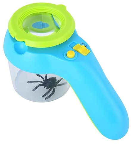 LUFEIS Natur Becherlupe mit Licht für Kinder,Lupe Insekten Sammelbox,Lupenglas mit 8-facher Vergrößerung,3 Leuchtmodi,Insekten Beobachtungsbox,Insekt Viewer Box,Insekten Dose Für Kinder Ab 6 8 10