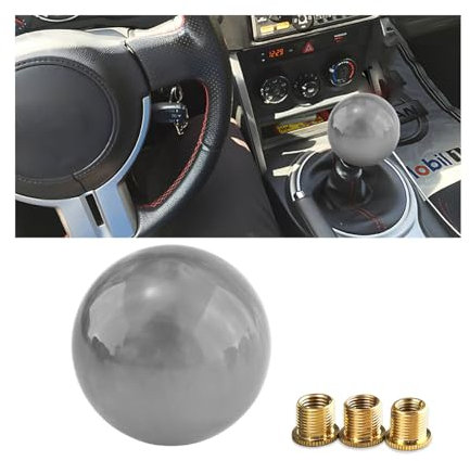 JNNJ Schaltkopf für Autos, Acryl Schaltknauf, 4 5 6 Speed Stick Shift Knopf Universell für Manuelle Automatikfahrzeuge mit 3 Aluminium Shifter Adapter(Grau)