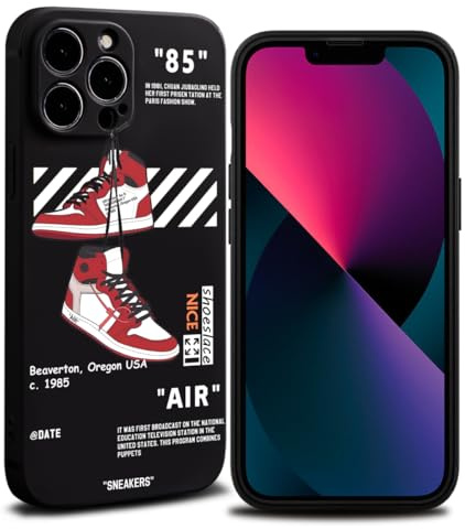 VVVLGD Handyhülle für iPhone 15 Pro Max, für Jungen und Herren, sturzfest, roter Basketball-Sneaker, Straßendesign, stoßfeste Designer-Hüllen, kompatibel mit iPhone 15 Pro Max, Schwarz