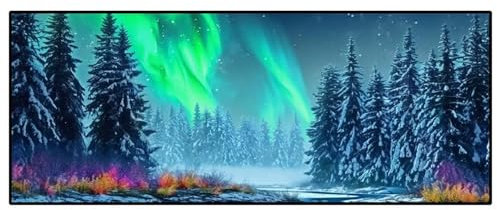 Diamond Painting Aurora Borealis Wald, Diamond Painting Groß xxl 95x45cm, DIY Diamant Painting Bilder, 5D Diamond Painting Erwachsene, Daiments Painting Diamond Art Crafts, Haus Wand Dekoration -101FC