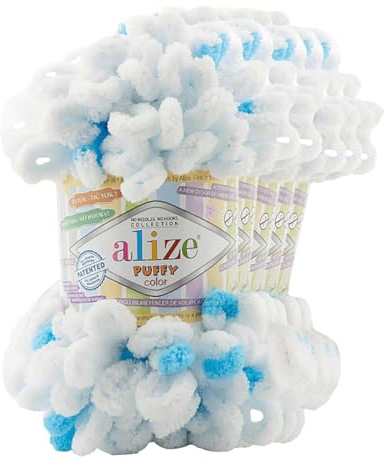 5 x 100g Strickgarn ALIZE Puffy Color Stricken ohne Nadeln Fingerstrickgarn