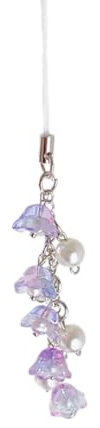 KASFDBMO Bijou de téléphone avec pendentif en forme de fleur pour portable, carte clé, violet