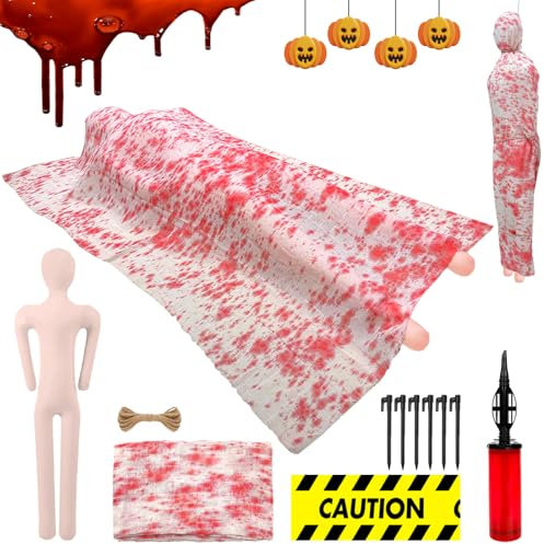 Gxlaihly Cadavere di Halloween, Decorazioni del Cadavere di Halloween, Gonfiabile Cadavere Decorazioni, Cadavere Finto di Halloween, Decorazione di Halloween per Interni ed Esterni (Senza Piedi)