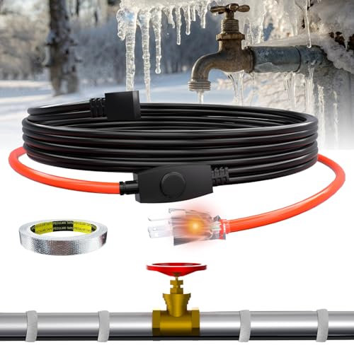 HEA Schlauchheizkabel mit Thermostat, elektrisches Heizkabel, automatisches Thermoband, Frostschutz, Heizkabel, 15 Meter