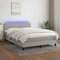 Willood Boxspringbett mit Matratze Bett Kopfteil LED, Einzelbett Bettgestell mit Lattenrost, Polsterbett Bettrahmen Hellgrau 140x200 cm Stoff Vertikale Streifen