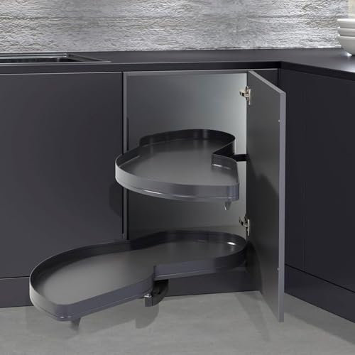 Mueble esquinero para armario de cocina, 2 niveles, giratorio, bandeja oscilante, organizador de cesta extraíble