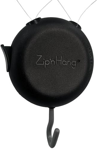Zip 'n Hang: Black Wreath Hangers (1 Pack) - Damage Free, Adjustable, Strong - 8 lbs Capacity - Glass & Screen Doors
