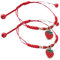 JEWEDECO Geflochtenes Damenarmband Mit Erdbeeranhänger Handgewebtes Armband Aus Seil Verstellbares Mädchenarmband Zum Handgelenk