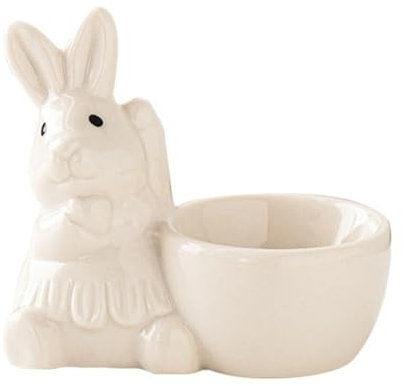 Eierbecher Porzellan, 3D Design Süße Kaninchen Eierhalter Geschirr Küchenbesteck Dekoration, Kaninchen Eierhalter Geschenk Oster Geburtstag Familie Freunde Kinder (Weiß)