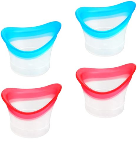 Lot de 4 tasses de bain en silicone de 10 ml pour oeil - Douces - Réutilisables - Baignoire portable - Nettoyage - Outil pour oeil - Pour apaiser la fatigue, rose, bleu