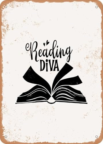 Blechschilder Reading Diva - Vintage Look sprüchen wandkunst home deko
