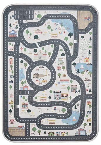 benuta Lytte Linus Teppich Kinderzimmer - Creme 120 x 170 cm - Kurzflor Kinder Straßenteppich klein - Kinderteppich waschbar für Mädchen, Junge oder Jugendzimmer