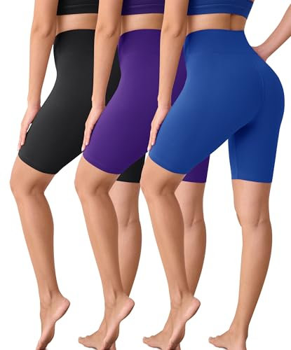 VALANDY Creamlush 3 Pack Biker Shorts for Women - 8 High Waisted Buttery Soft Athletic Yoga Shorts (S-5XL)