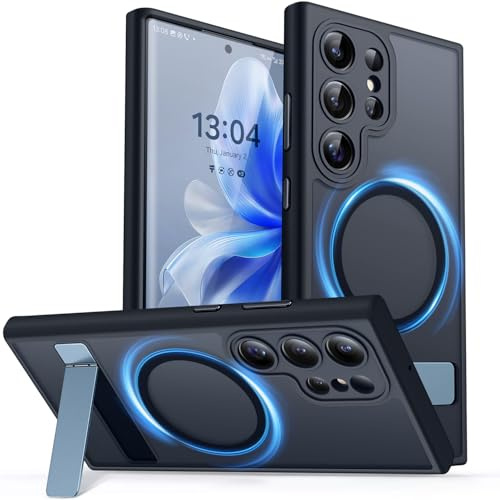 CANSHN für Samsung Galaxy S22 Ultra Hülle mit Ständer - Schwarz