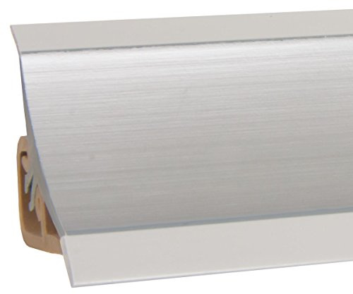 HOLZBRINK Profil d’étanchéité pour plan de travail, joint cuisine, profil décoratif, plinthe cuisine, Matériel PVC, couleur : Aluminium 23x23mm 1 m