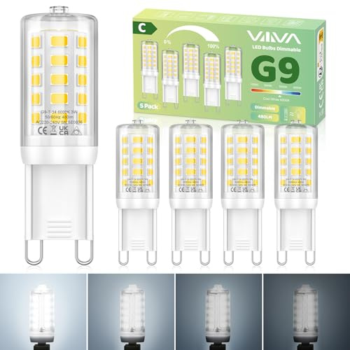 G9 LED Lampe Kaltweiß Dimmbar 6000K 3W LED Leuchtmittel Ersatz 45W Halogen | 12er Pack 480 LM, Glühbirne Enegiesparende, AC220-240V, 360° Abstrahlwinkel, Geeignet für Interieur Dekoration