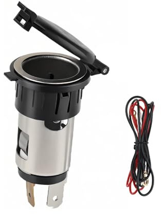 12V-24V Cigarette Lighter Female Socket, 120W Waterproof Car Cigarette Lighter with Dustproof Cover and Bare Wire Fuse for Car, Motorcycle, Truck, Boat