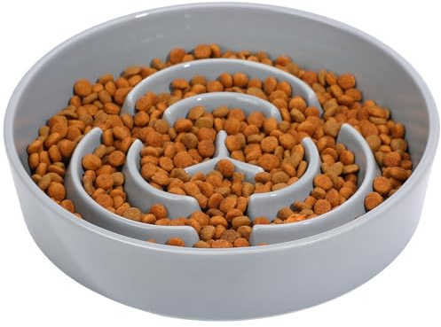 IDOGCHEW Comedero Lento para Perros de Cerámica, Cuenco Antiahogo con Diseño Laberinto, Pesado y Antideslizante, Apto Lavavajillas, para Cachorros y Perros Pequeño Mediano