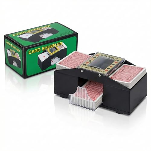 Automatic Card Shuffler 2 Deck - Battery Operated Electric Shuffling Machine - Professional Card Dealer for Poker, UNO, Blackjack & Home Casino Games