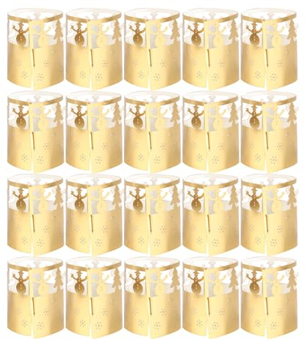 SHINEOFI Weihnachts Papier Schneeflocken Lampenschirme 50 Stück für Kerzenhalter und Heimparty Dekoration aus Reißfestem Material