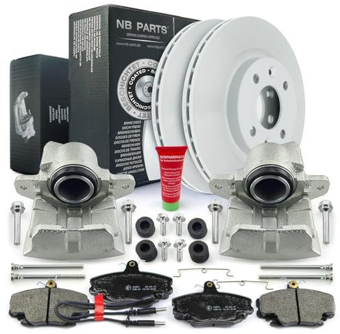 NB PARTS Bremssättel Bremsbeläge Bremsscheiben Satz vorne passend für Dacia Renault Clio Megane