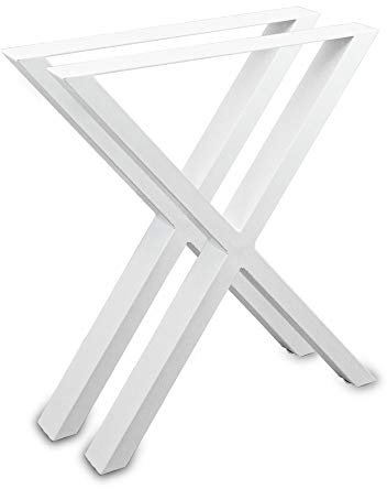 BITUXX® Tischbeine Tischkufen Tischgestell Tischuntergestell Stahl Metall Eckig (Kreuz 72x60 (80mm Breit), Weiß)