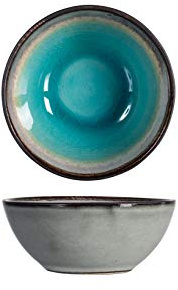 Lot de 6 coupelles à thé en stoneware couleur bleu 9 cm