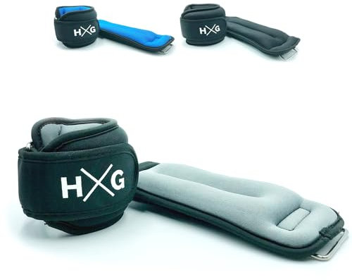 JOWY HxG.Pesas de tobillo con correas ajustables para ejercicios de fitness. Tu casa es tu gimnasio. (0.5), gris.