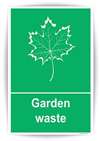 Garden Waste Bin Stickers Self Adhesive Vinyl 150mmx100mm V1066