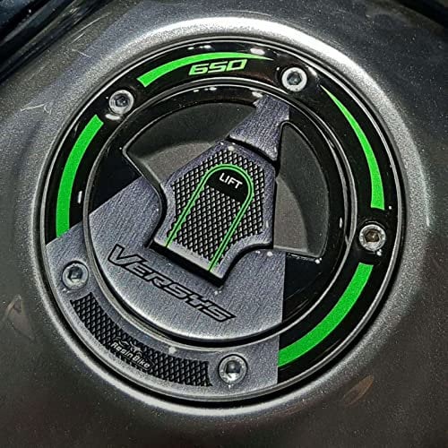Resin Bike Adesivi Moto Compatibile con Kawasaki Versys 650 2017-2020. Protezione Tappo Serbatoio a 5 Fori da Urti e Graffi. Adesivo 3D Resinato - Verde Metallizzato