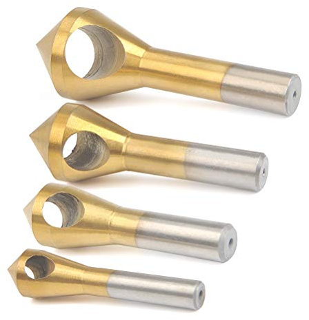 Titanium Coated Countersink Chamfer Drill Bits Deburring Tool 4Pcs for Wood Metal Plastic, Countersink Drill Bits Set (2-5mm,5-10mm,10-15mm,15-20mm)
