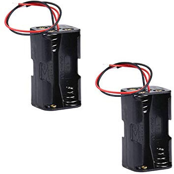 2Pcs 4X AA 6V Plastic CELL Battery Clip Slot Holder Case Battery Storage Box Double Deck/Back to Back with Wire Leads Metallic Spring Battery Holder for DIY Toy Power Supply(4X AA-2)