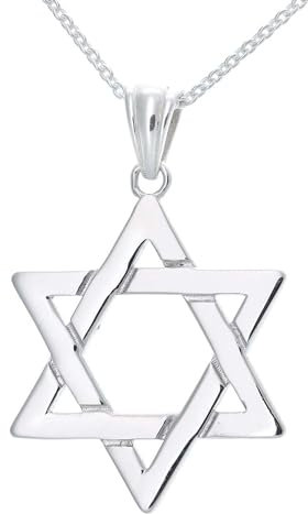 Kleine Schätze Solid Sterling Silber Davidstern Anhänger Halskette (Verfügbare Kettenlänge: 40CM, 45CM, 50CM, 55CM) 40 cm