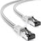 deleyCON 1,5m CAT7 LAN Kabel - Netzwerkkabel mit Kupfer & Nylonmantel - AWG27 600 MHz 10 Gbit/s S-FTP (PIMF) RJ45 Patchkabel Ethernetkabel für Internet DSL Router - Weiß