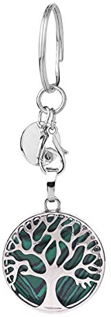Jxuzh Lebensbaum Schlüsselanhänger Edelstein Schlüsselanhänger baum des lebens Schlüsselanhänger Natürlich Edelstein Lebensbaum Chakra Heilsteine Reiki Keychain Glückbringer Keychain Malachit