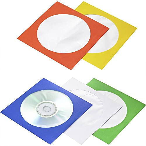 Basetech CD-/DVD-Hülle BT-2267608, Blau, Grün, Orange, Weiß, Gelb, 100 Stück