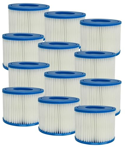vhbw 12x Filterkartusche Typ VI kompatibel mit Bestway Lay-Z-Spa Hawaii, Monaco, Miami Pool - Ersatzfilter Blau Weiß