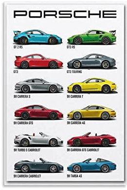 IFER Supercar Poster Porsche 911 Modell Wandkunst Wohnzimmer Schlafzimmer 60 x 90 cm