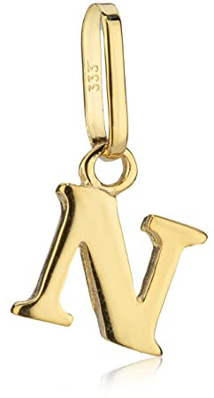 NKlaus Kettenanhänger kleiner Buchstabe N 333 Gelb Gold 8 Karat 7x6mm Kinder Alphabet Amulett 1345