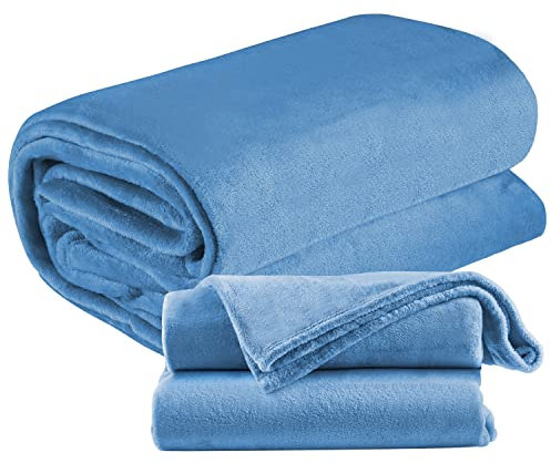 Kuscheldecke flauschig 150 x 200 cm | Fleecedecke | Tagesdecke | Sofadecke | Kuschel Decke | Warmhaltedecke | Kuscheldecke warm | Wohndecke | Überwurfdecke (150 x 200 cm Bonanza Blau)