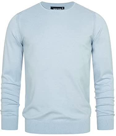 Indicode Herren Gamal Strickpullover aus 80% Baumwolle | Pullover O-Neck Pulli Männer Celestial Blue XL