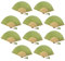 FANSOF.FANS Pack of 10 Fabric Handheld Fan with a Tassel Grade A Bamboo Ribs Party wedding Favour (Pale Sage Green)