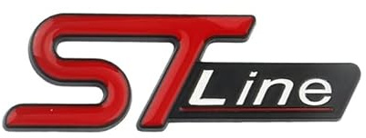 AUTOZOCO Aufkleber ST Line, Emblem ST, passend für Seite, kompatibel mit Ford, Material Metall, 6 cm Breite x 2,1 cm Höhe, Rot