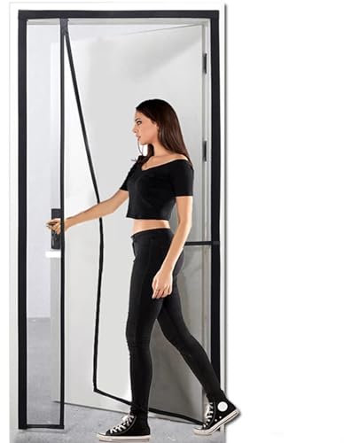 Zanzariera a Tenda Magnetica per Porte - 95x240 cm - Automatica Resistente Tenda Zanzariere Strisce Anti Insetti Traspirante Chiusura per Terrazzo/Scorrevole per Porta,Nero
