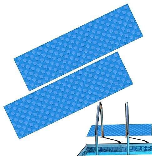 Jorzer Swimmingpool Leiter Matte Nicht-Schlupf-Pool-Leiter Matte Schütze verdickte Blaue Schwimmbad Matte Pad Liner für Treppen 2 Stcs 9,06 x 35,43 Zoll